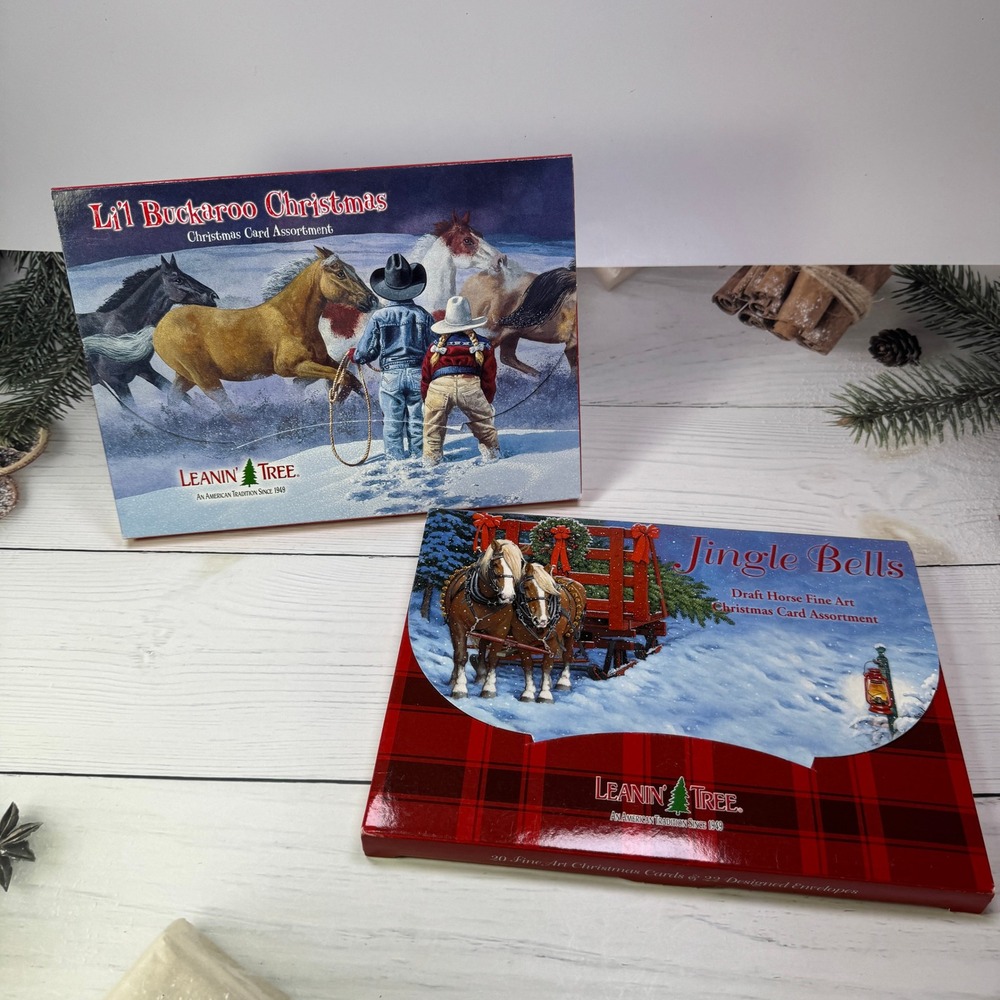 Leanin Tree Christmas Card Assortment Western Horse Art 40ct Rustic Farmhouse